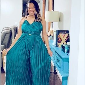 Emerald Green gorgeous wide leg romper by SHEIN size Large